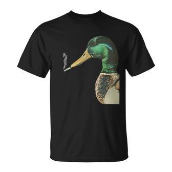 Mallard Smoking Cigarette Meme Mallard Duck Hunting T-Shirt | Mazezy