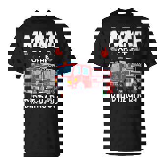 Mama Of The Birthday Boy Fire Truck Firefighter Mom Bday T-Shirt - Monsterry