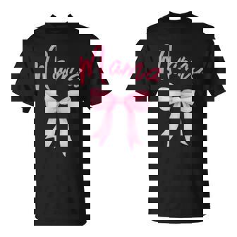 Mama Of The Birthday Girl Pink Coquette Bow Family Matching T-Shirt | Seseable CA