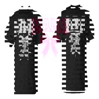 Mama Coquette Pink Bow Floral Mother's Day Mom T-Shirt | Mazezy