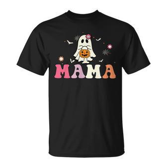 Mama Ghost Boo One Spooky Mama First Halloween Birthday Boy T-Shirt - Thegiftio