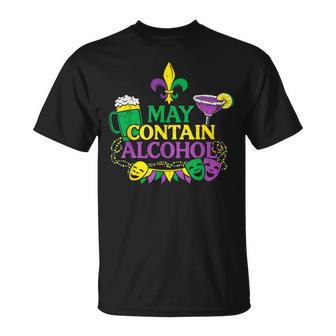 Mardi Gras Carnival May Contain Alcohol Drinking Party T-Shirt | Mazezy