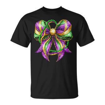 Mardi Gras Festival New Orleans Fleur De Lis Coquette Bow T-Shirt - Monsterry