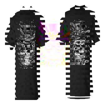 Mardi Gras Skull Top Hat Beads Mask New Orleans Louisiana T-Shirt | Seseable FR