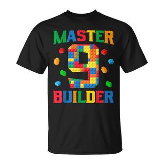 Master Builder 9Th Birthday 9 Year Old Brick Building Blocks T-Shirt - Thegiftio UK