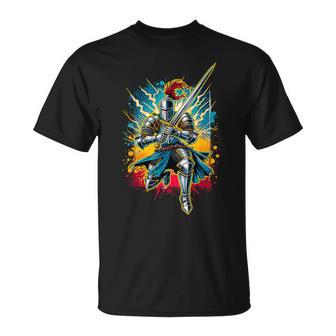 Medieval Knight Armor Sword Helmet Ren Faire Boys Graphic T-Shirt - Thegiftio UK