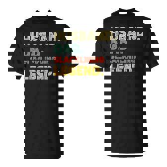 Mens Funny Husband Dad Slacklining Legend Vintage Retro T-Shirt | Mazezy