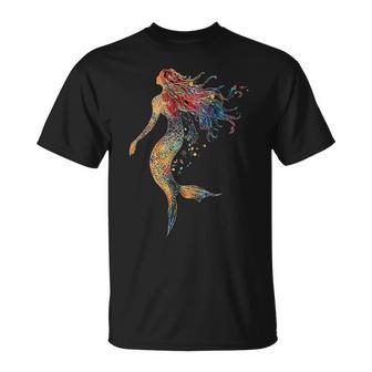 Mermaid Mythical Motif Fantasy Illustration Mermaid T-Shirt - Thegiftio UK