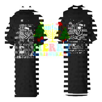 Merry Chrismukkah 2025 Happy Hanukkah Christmas Santa Hat T-Shirt | Mazezy