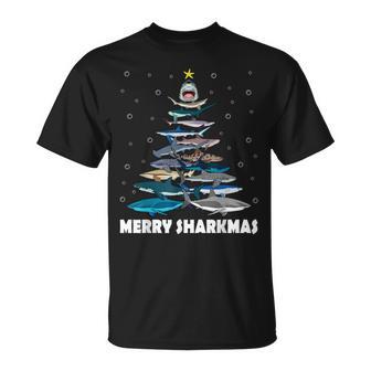 Merryharkmas Lustiger Hai Weihnachtsbaum Lustig Typ Hai T-Shirt - Geschenkecke