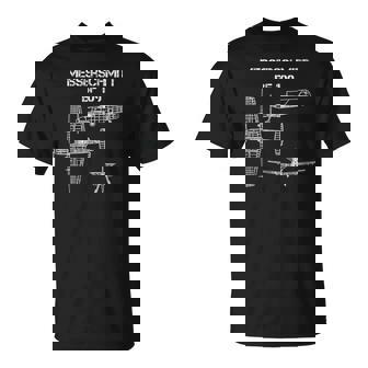 Messerschmitt Bf 109 Avion De Chasse Allemand Ww2 Blueprint T-Shirt - Cadeauxyz