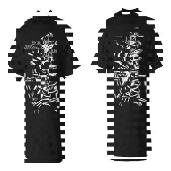 Messy Bun Skeleton Halloween Costume Never Better T-Shirt | Mazezy