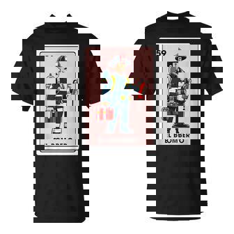 Mexican Fireman Firefighter El Bombero Mexican Bingo Card T-Shirt - Thegiftio