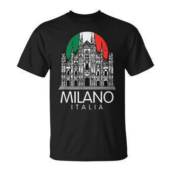 Milan Cathedral Duomo Di Milano With Italia Flag Italy T-Shirt | Mazezy