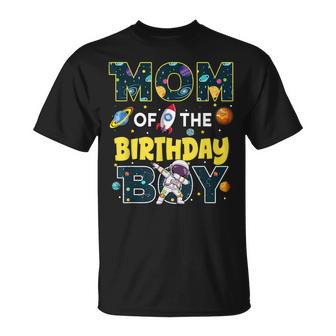 Mom Of The Birthday Boy Astronaut Family Space Planets T-Shirt - Thegiftio UK