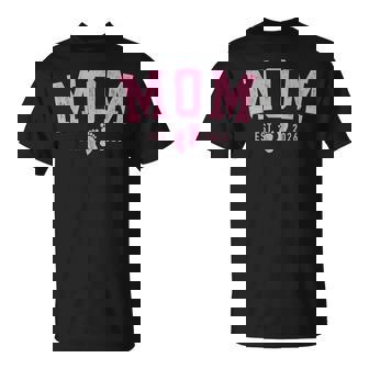 Mom Est 2026 Pink Baby Feet First Time Girl Mommy T-Shirt - Monsterry