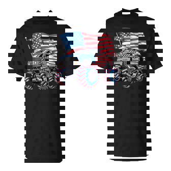 Monster Truck 4Th Of July American Flag Monster Trucks Lover T-Shirt | Seseable CA