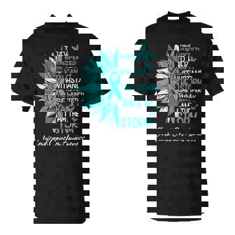 Motivation Cervical Cancer Awareness Sunflower Support Teal T-Shirt - Monsterry