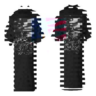 Motorcycle US Flag Biker Motorbike Patriotic Men Women Kids T-Shirt | Mazezy