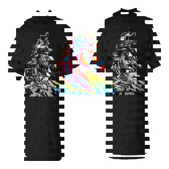 Multicolor Horse Horseback Equestrianism Horse Riding T-Shirt | Mazezy