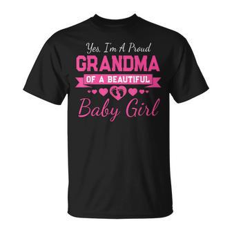 New Baby Announcement 1St Time Proud Girl Grandma T-Shirt | Mazezy