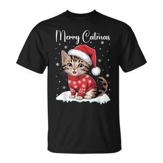 Niedliches Weihnachtsoutfit Katze Weihnachts Pyjama Katzen T-Shirt - Geschenkecke