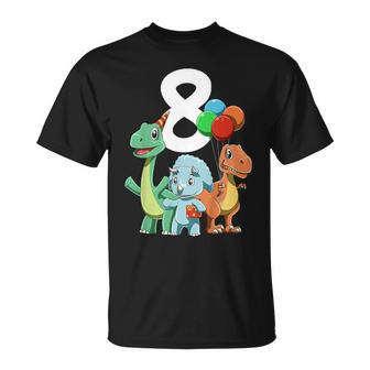 Niños 8 Cumpleaños Niños Y Dinosaurio Regalo De 8 Años Camiseta unisex - Regaloses