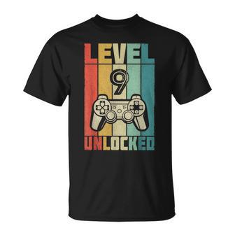 Nivel 9 Desbloqueado Aniversario De La Novena Boda Camiseta unisex - Regaloses