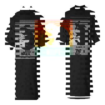 No Kings In America Black Cat Cat Kicking Crown T-Shirt - Monsterry