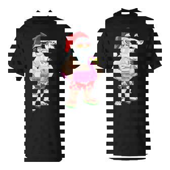 Noël En Juillet Fête De Piscine Père Noël Flamant Rose Flottant Été T-Shirt - Cadeauxyz