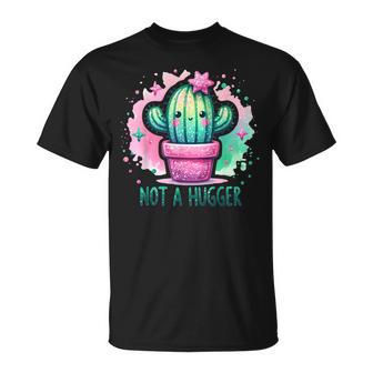 Not A Hugger Vintage Cactus Cute Girl Sarcastic T-Shirt - Thegiftio UK