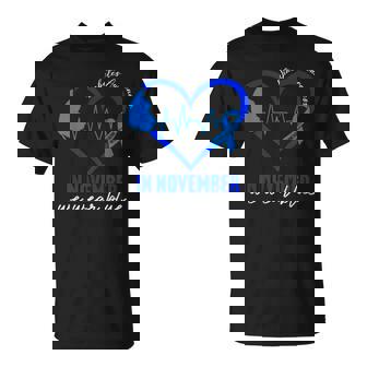 In November We Wear Blue Diabetes Awareness Heart Ribbon T-Shirt | Mazezy