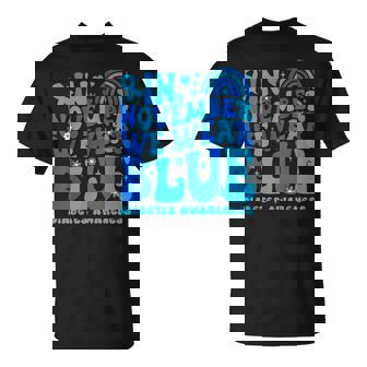 In November We Wear Ribbon Blue Diabetes Awareness Women T-Shirt | Mazezy