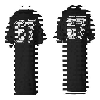 Number 67 Distressed Vintage Sixty Seven Sport Team Practice T-Shirt - Monsterry