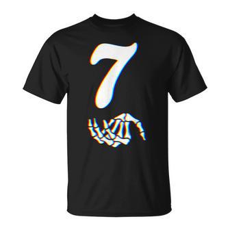 Number 7 Matching 67 Meme Skeleton Hand Halloween Costume T-Shirt - Thegiftio UK