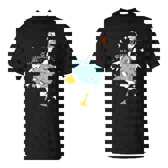 Nurse Silly Goose Pediatric Nurse Appreciation Black Cartoon Humor U-Neck Classic Fit Short Sleeve Size Small -Adult Nurses Nursing Students T-Shirt - Monsterry