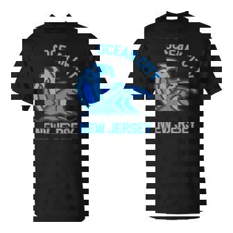 Graphic Ocean City New Jersey Pocket Wave Souvenir T-Shirt | Mazezy