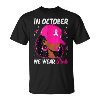 In October We Wear Pink Black Breast Cancer Awareness T-Shirt - Thegiftio UK