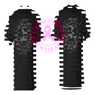 In October We Wear Pink Breast Cancer Awareness Ribbon Women T-Shirt - Monsterry