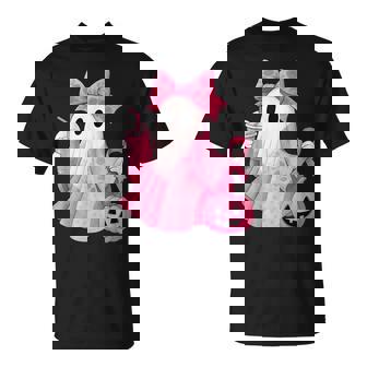 In October We Wear Pink Ghost Witch Breast Cancer Awareness T-Shirt | Seseable CA
