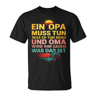 Opa – Ein Opa Muss Tun Was Omaagt Retro T-Shirt - Geschenkecke