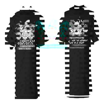 Ovarian Cancer Awareness Support Squad Gnome Teal Ribbon T-Shirt | Mazezy