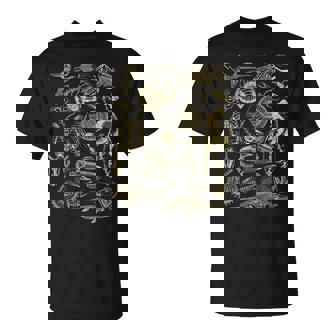 Paleontology Dinosaur Skeleton Fossil Trilobite & Ammonite T-Shirt - Monsterry