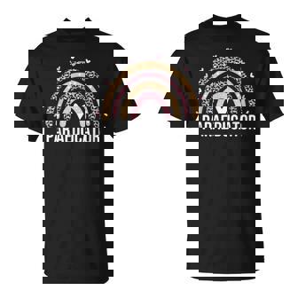 Paraeducator Rainbow Leopard Para Educator Teacher Preschool T-Shirt | Mazezy