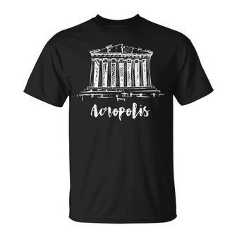 Partenón Acrópolis De Atenas Grecia Boceto Monumentos Dibujo Manga Larga Camiseta unisex - Regaloses