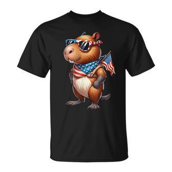 Patriotic Capybara Usa American Flag 4Th Of July T-Shirt - Thegiftio UK