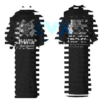 Peace Love Cure Colorectal Colon Cancer Awareness Support T-Shirt - Monsterry