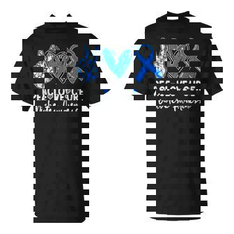 Peace Love Cure Type 1 Diabetes Awareness T1d Ribbon Blue T-Shirt - Seseable