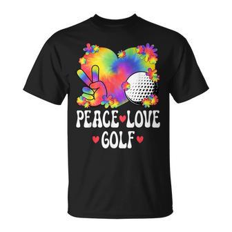 Peace Love Golf Lover 60S 70S Hippie Outfit Golf T-Shirt | Mazezy