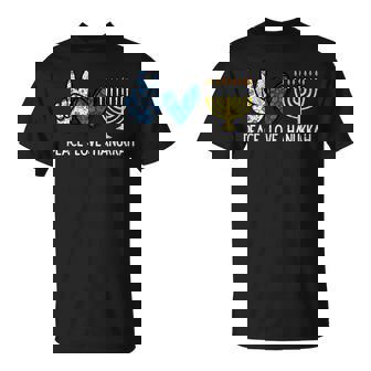 Peace Love Hanukkah Retro Chanukah Jewish Men Women Kids T-Shirt | Mazezy